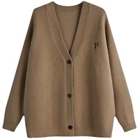 Cárdigan de punto para mujer, holgado, con cuello en V, botones frontales, manga larga, detalles de acrílico, cómodo, elegante, informal, para fin de semana u oficina, venta al por mayor