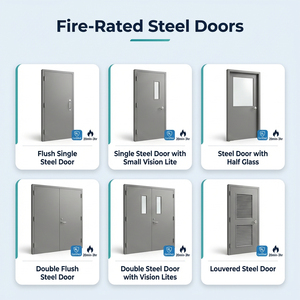 Puerta de Acero Resistente al Fuego por 2 Horas para Escaleras de Apartamentos, Escuelas, Granjas, Supermercados, Uso en Comedores, Edificios Comerciales, Salida de Emergencia - Product Image 3