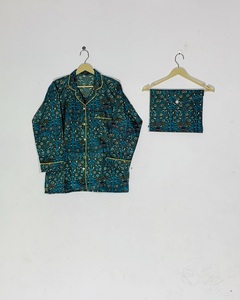 Pyjama artisanal imprimé au bloc, motif ethnique, ensemble de pyjama imprimé à la main pour femmes, prix de gros - Product Image 2