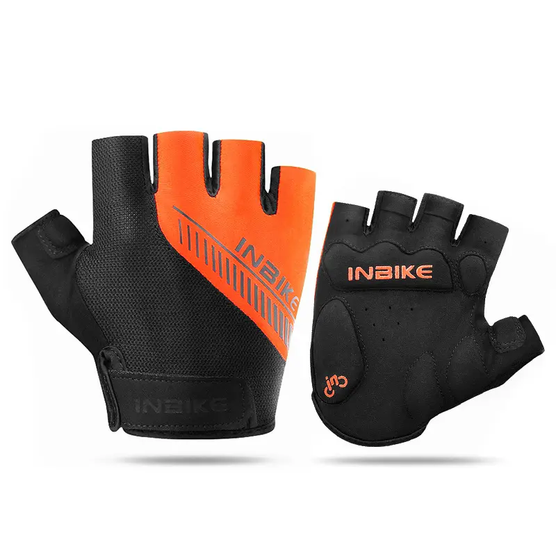 Guantes de carreras de medio dedo INBIKE para hombres y mujeres, guantes de ciclismo antideslizantes que absorben los golpes para montar en bicicleta de carreras de carretera