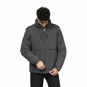Veste d'extérieur <span class=keywords><strong>épais</strong></span>se pour homme en polyester, couleur unie, coupe-vent, imperméable, respirante, avec capuche amovible, doublure <span class=keywords><strong>polaire</strong></span>, chaude pour l'hiver 6 - Product Image 4