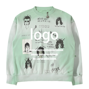Sudadera con Capucha de <span class=keywords><strong>la</strong></span> <span class=keywords><strong>Serie</strong></span> Chaos Otoño Invierno, Estampado de Grafiti Desgastado, Estilo Vintage con Degradado, Ropa para Hombre, Sudaderas con Capucha - Product Image 2