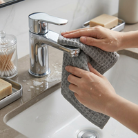 Serviettes de cuisine en microfibre gaufrée super absorbantes, sans peluches, épaisses, pour le nettoyage des meubles et des cafetières (vente en gros)