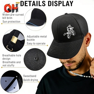 Gorras Deportivas Casuales con Visera Curva de 6 Paneles, Color Negro, Logotipo Personalizado, Gorras de Béisbol Ajustables Unisex al por Mayor - Product Image 3