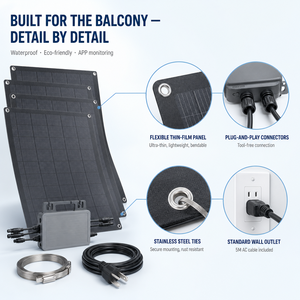 Kit Solar Monocristalino para Balcón, Sistema Fotovoltaico Plug and Play con <span class=keywords><strong>Microinversor</strong></span>, 4 Paneles Flexibles de 200W, Monitoreo por Aplicación Móvil - Product Image 2