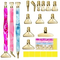 Stylo de pose de diamants 5D en résine marbrée avec embouts métalliques interchangeables, outils d'artisanat DIY pour la broderie diamant