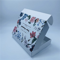 Boîte cadeau pliable en carton ondulé E-Flute imprimé motif floral personnalisé, emballage de luxe couleur pleine pour colis recyclables
