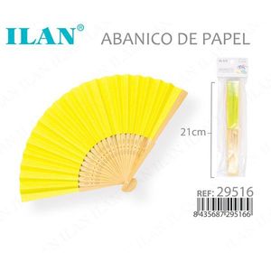 Ventilatore di carta Ilan da 21 cm, accessorio rinfrescante portatile giallo - Product Image 3