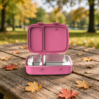 Boîte à lunch pour enfants Aohea à 2 compartiments, anti-fuite, avec logo personnalisé, capacité de 800 ml, en acier inoxydable, boîte à lunch bento