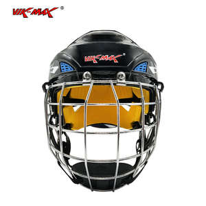 หมวกกันน็อค Vik-Max Dual Sport สีดำ พร้อมหน้ากากสแตนเลส สำหรับนักกีฬาฮอกกี้สนามและฮอกกี้น้ำแข็ง - Product Image 1