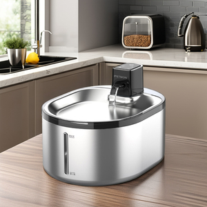 CITICITY Distributeur d'eau intelligent 2-en-1 pour animaux de compagnie, 4L, à circulation automatique, élégant, portable, en acier inoxydable - Product Image 5
