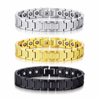 Bracelet de Thérapie Magnétique Rectangle en Acier Inoxydable 316, Style Punk Croco, Tendance, Personnalisable avec Logo Gravé, Meilleure Vente