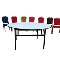 Tables à manger pliantes en bois massif avec structure métallique pour banquets, hôtels, restaurants, formations et conférences - Plateau réglable