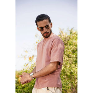 2025 venta al por mayor de hombres tejidos 100% algodón transpirable de secado rápido Casual elegante camisetas holgadas a la venta precio bajo - Product Image 2