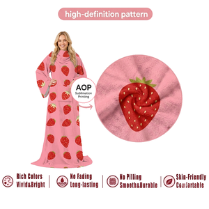 Manta Personalizada con Estampado POD, 280g, Franela Suave, con Mangas y Bolsillo Gigante para Ropa <span class=keywords><strong>de</strong></span> Invierno - Product Image 4