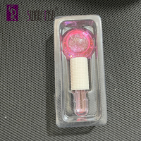 Boule de glace en verre rose doux pour massage beauté à domicile, outil réutilisable pour compresses froides, raffermissant la peau du visage