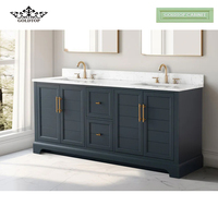 Goldtop Ensemble de rangement de salle de bain de luxe Meuble-vasque traditionnel à double vasque avec miroir et égouttoir en cuivre