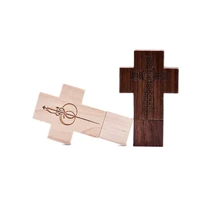 Fast Speed Wooden Cross Usb Flash Drive 2.0 1gb 2gb Usb Memory Stick 8gb 16gb Wedding Gift Pen Drive 32gb 64gb U Disk