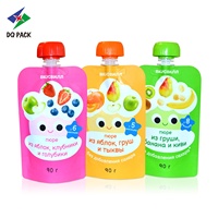 DQ PACK Sachets personnalisés écologiques 90r 115r pour purée de fruits, aliments pour bébés, jus de fruits pour enfants, boissons, sachets réutilisables avec bec verseur, sachets rétractables