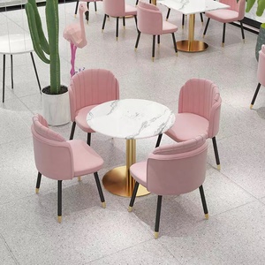 طاولات أريكة عصرية وردية اللون من الجلد ، طاولة أريكة ذهبية من الفولاذ المقاوم للصدأ - Product Image 2