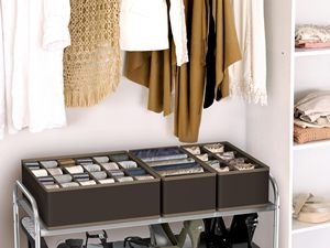 Lot de 4 organiseurs de tiroirs pour chaussettes et sous-vêtements, séparateurs pliables en tissu pour commodes et placards, et bacs de rangement pour vêtements de bébé - Product Image 5