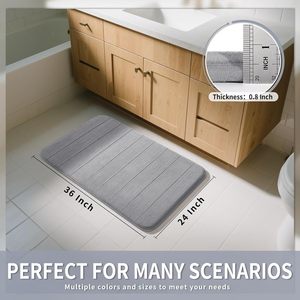 Tapis de sol de salle de bain antidérapant en mousse à mémoire de forme, absorbant l'eau, lavable en machine, motif uni, en PVC et polyester - Product Image 4
