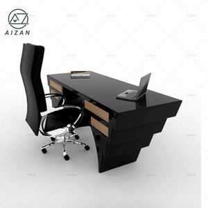 Escritorio de oficina negro moderno de bajo precio, <span class=keywords><strong>mesa</strong></span> de oficina negra personalizada de <span class=keywords><strong>2</strong></span> <span class=keywords><strong>metros</strong></span> de largo para oficina, hogar, clínica, Hotel, Hospital - Product Image 1