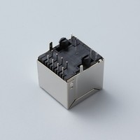Konektor Soket RJ45 Modular Jaringan 8P8C Perempuan Berperingkat IP20, Kontak Perunggu Fosfor, Pelindung Cangkang Tembaga, Bentuk Persegi Panjang