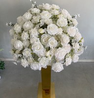 Bunga Mawar Sutra Besar Hotsale 60cm 70cm 80cm Rangkaian Bunga Putih Artificial Dekorasi Meja Pernikahan Centerpieces