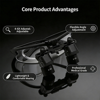 Loupes dentaires électriques à 48 degrés, grossissement 5X, 450 mm, avec clip chirurgical, lumière LED chaude/blanche, batterie incluse