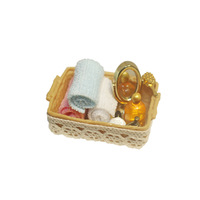 Approvisionnement direct d'accessoires pour maison de poupée, modèle miniature créatif DIY, panier simple pour accessoires de bain miniatures pour jouets G122