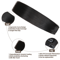 240g Super Tebal Set 100% Rambut Asli Remy Double Drawn Seamless Clip Ins Harga Grosir Pabrik 18-22 Inci untuk Rambut Tipis dan Lembut