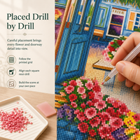 Kit de Peinture Diamant Carré Imprimé KS Craft Cozy Flower Room Écologique DIY Décoration Murale Florale Sans Cadre Cadeau