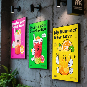 Tùy chỉnh LED quảng cáo hộp Đèn treo tường hình chữ nhật Acrylic + Kính cường lực Bảng menu Áp phích khung nhôm treo - Product Image 5