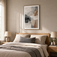 Peinture abstraite texturée grise, noire et beige, sur toile encadrée, grande décoration murale de luxe, style nordique moderne, pour la maison ou le bureau