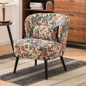 अमेरिकी रेट्रो पुष्प जैक्वार्ड एकल सोफे लक्जरी छोटे अपार्टमेंट रहने वाले कमरे की कुर्सी बालकनी अवकाश के लिए प्रकाश के साथ - Product Image 4