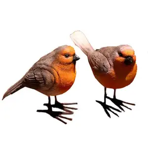 人工知更鸟装饰花园鸟像小树脂鸟像