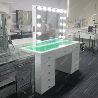 Blanc miroir disco slay station filles coiffeuse moderne meubles de maison RGB éclairé table intelligente vanité bureau pour le maquillage