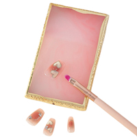 Nouvelle palette rectangulaire en résine pour nail art, outil de manucure, palette de peinture pour vernis, fournitures pour ongles, bord doré, présentoir de couleurs de gel et de maquillage