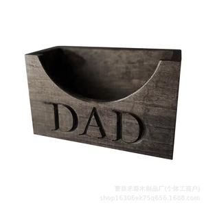 Porte-chapeaux en bois massif pour papa, boîte de rangement de bureau rectangulaire avec découpe semi-circulaire, cadeau pour la fête des pères - Product Image 4