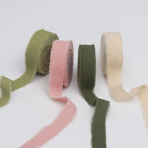 Pita Bunga Klasik Katun dan Linen, Potongan Tangan 1.5cm&2cm, untuk Kemasan Hadiah Kartu Natal - Product Image 1