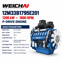 Moteur diesel Baudouin série 12M33 1200 kW 1632 ch 1800 tr/min 12M33B1795E201 pour pompe de forage, pompe à eau, alimentation stationnaire