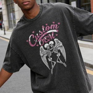 Camiseta de Hombre Estilo Streetwear, Oversize, Hombros Caídos, 100% Algodón, con Efecto Desgastado Vintage, Impresión Digital, Lavado Ácido, Personalizable OEM - Product Image 2