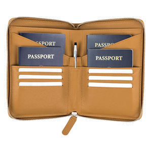 Genuine Leather Passport <b>Holder</b> 7 Inch Zipper Bi-Fold Multi-Functional <b>Document</b> Case For <b>Travel</b> Everyday Use - Product Image 1