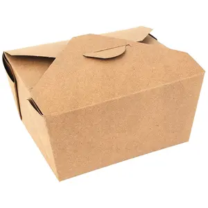 Disposable waterproof paper kraft paper food takeaway box natural takeaway food container for fast food