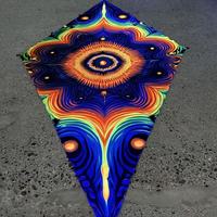 Décoration de scène Psytrance : Tapisserie de plafond fluorescente UV avec imprimé Mandala Paon Psychedélique