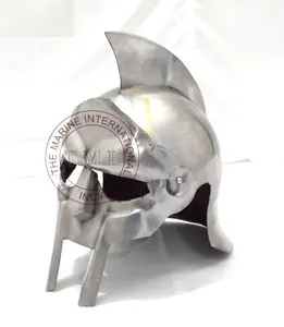 Casque d'arène de gladiateur-casque d'armure de film de gladiateur fait à la main en acier de calibre 18 avec finition argent/NICKEL.