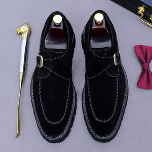 Mocasines de Plataforma para Hombre con Hebilla Retro, Punta Redonda, Suela Gruesa, de Cuero Mate y Ante, con Tacón Alto y Piel Sintética en la Suela - Product Image 6
