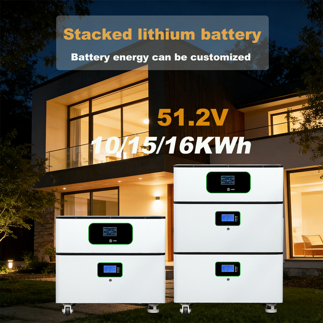 51.2V Stackable Lithium Battery for Home Use 15kWh Modular Units Scalable to 10-80kWh with High Protection Class Power Storage
