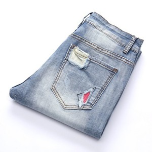 Pantalones vaqueros rasgados elásticos para <span class=keywords><strong>hombre</strong></span>, Jeans de talla grande, azul claro, para motocicleta, B827 - Product Image 6